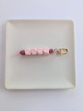 PINK & WHITE "MAMA" BAG CHARM